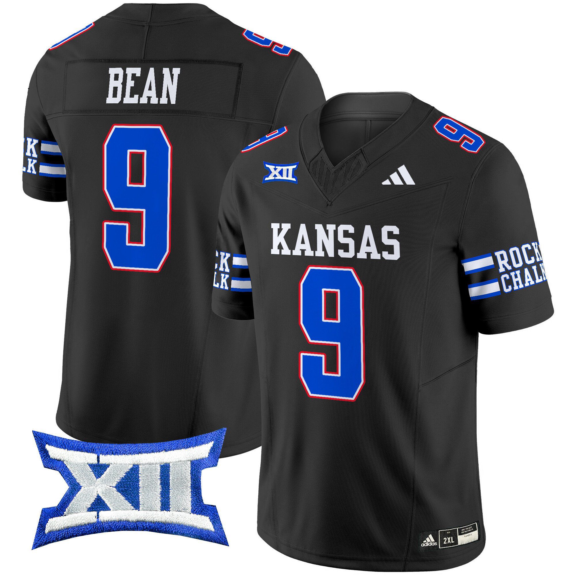 Men Kansas Jayhawks 9 Bean Black 2024 Vapor Limited NCAA Jersey